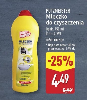 Mleczko do czyszczenia lemon Putzmeister promocja w Aldi