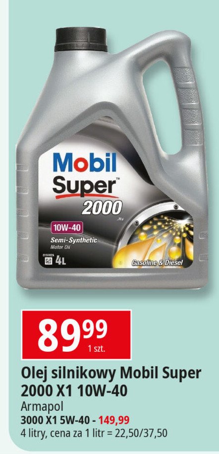 Olej samochodowy półsyntetyczny 10w40 Mobil super 2000 promocja