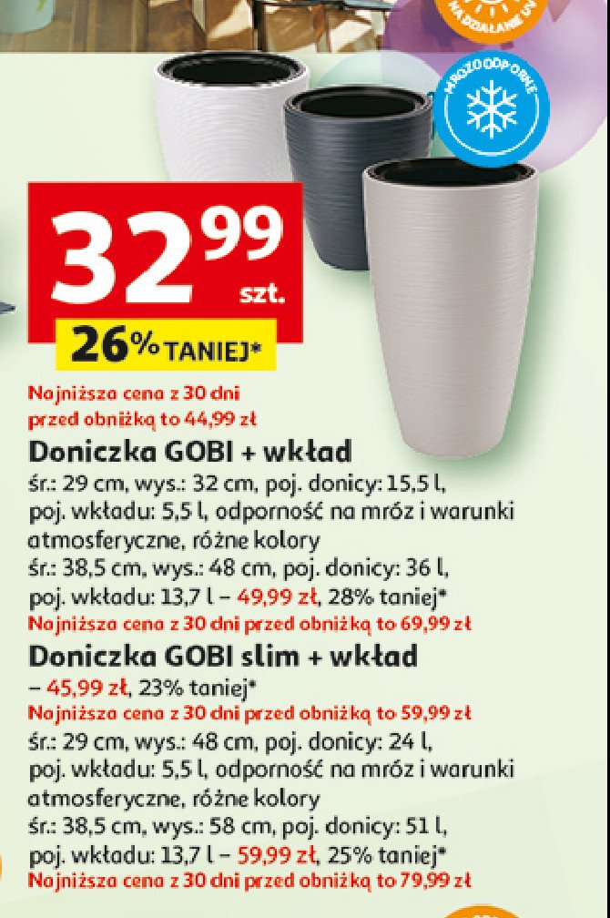 Doniczka gobi 32 cm promocja w Auchan
