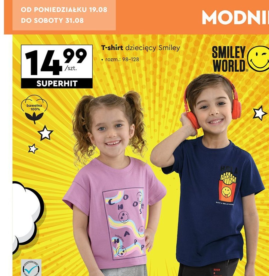 T-shirt smiley 98-128 cm promocja