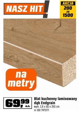 Blat kuchenny laminowany dąb Endgrain promocja w OBI