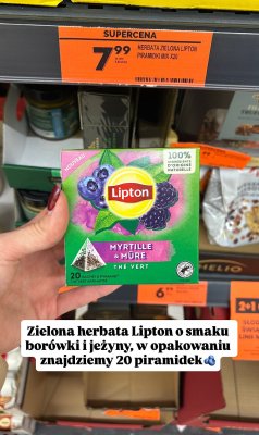 Herbata zielona Lipton Piramidki Mix Myrtille & Mûre 20 szt promocja w Biedronka