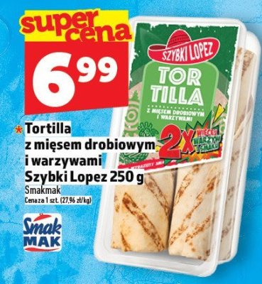 Tortilla z mięsem drobiowym i warzywami Szybki Lopez 250 g promocja w TOPAZ