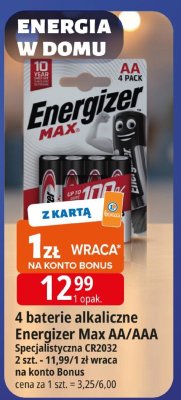 Baterie alkaliczne Energizer Max AA/AAA promocja w Leclerc