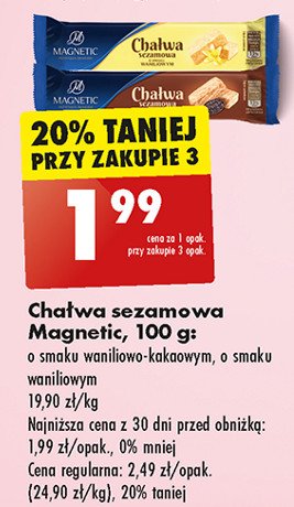 Chałwa o smaku waniliowo-kakaowym Magnetic promocja w Biedronka