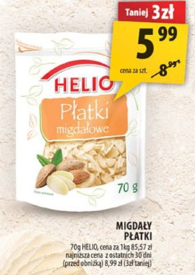 Migdały płatki Helio promocja w Arhelan