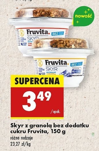 Jogurt malinowy z granolą Fruvita skyr promocja w Biedronka