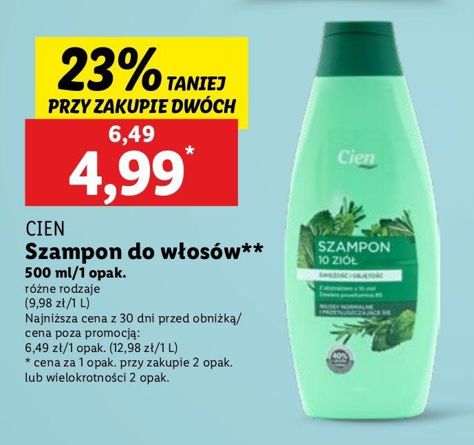 Szampon 10 ziół Cien promocja w Lidl