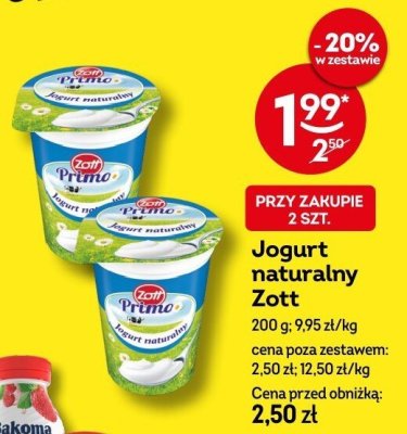 Jogurt naturalny Zott Primo promocja w Żabka