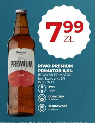 Piwo Premium Primator 0,5 L promocja w Duży Ben