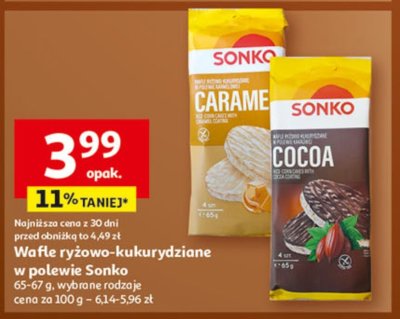 Wafle ryżowo-kukurydziane polane Sonko promocja w Auchan