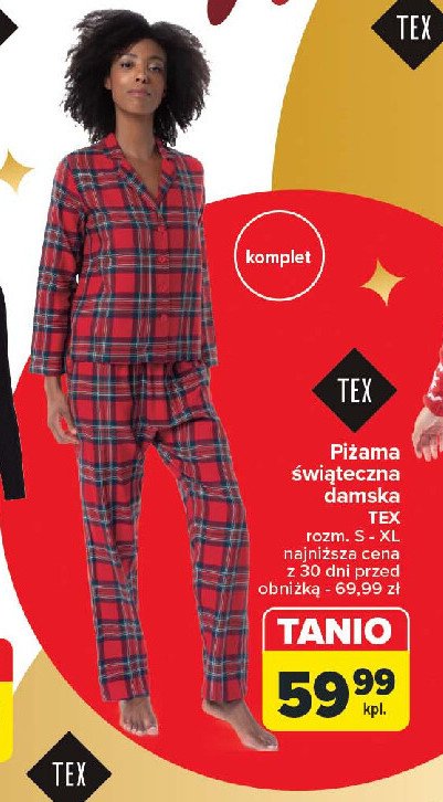 Piżama śiąteczna damska s-xl Tex promocja w Carrefour