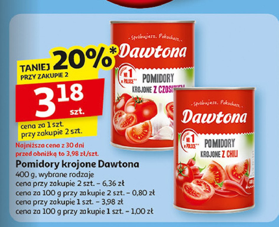 Pomidory krojone z chilli Dawtona promocja w Auchan