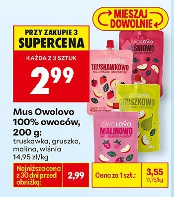 Mus 100% owoców, 200 g: malina promocja w Biedronka