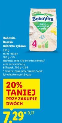Kaszka mleczno-ryżowa, różne rodzaje Bobovita promocja w Lidl