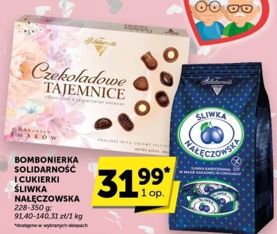Bombonierka Solidarność Czekoladowe Tajemnice Śliwka Nałęczowska promocja w Groszek