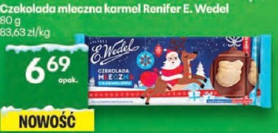 Czekolada mleczna karmel Renifer E. Wedel promocja w Delikatesy Centrum