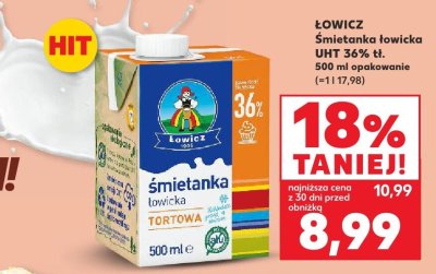 Śmietanka łowicka UHT 36% tł. 500 ml promocja w Kaufland