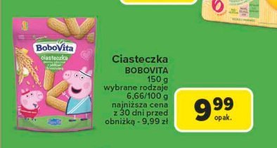 Ciasteczka pszenno-orkiszowe z jabłkiem i brzoskwinią peppa Bobovita promocja w Carrefour