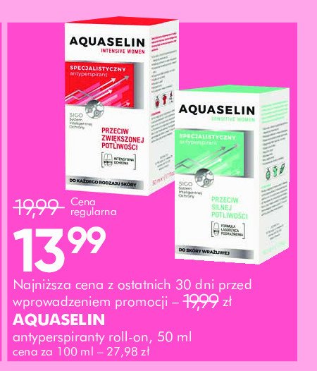 Specjalistyczny antyperspirant przeciw silnej potliwo艣ci do sk贸ry wra偶liwej sensitive women Aquaselin promocja