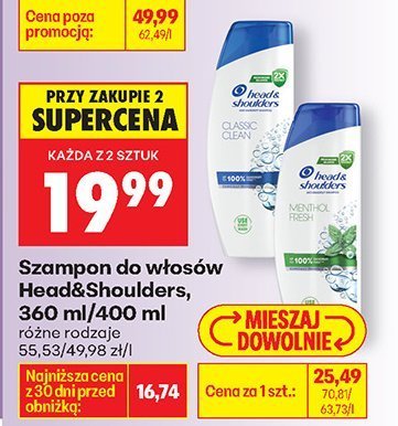Szampon do włosów Head&Shoulders Classic Clean promocja w Biedronka