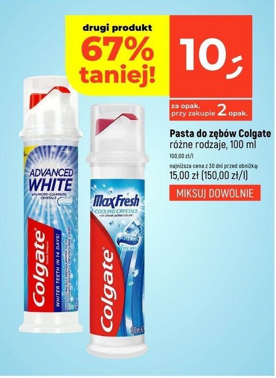 Pasta do zębów cooling crystals pompka Colgate max fresh promocja