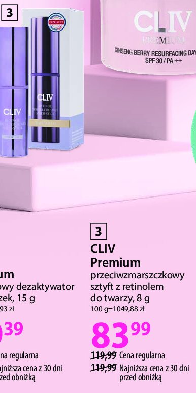 Sztyft przeciwzmarszczkowy Cliv premium promocja w Hebe