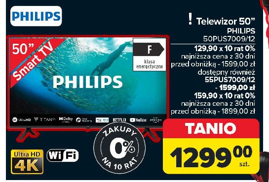 Telewizor 55'' 55pus7009 Philips promocja w Carrefour Market