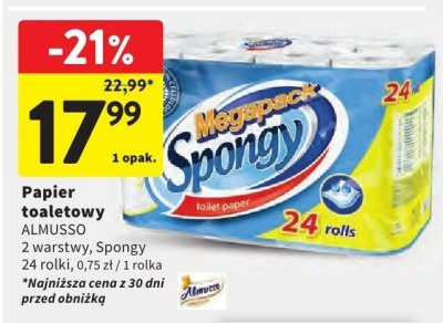 Papier toaletowy Almusso Spongy 2 warstwy promocja w Intermarche