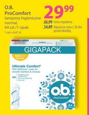 Tampony higieniczne O.B. ProComfort normal promocja w Hebe