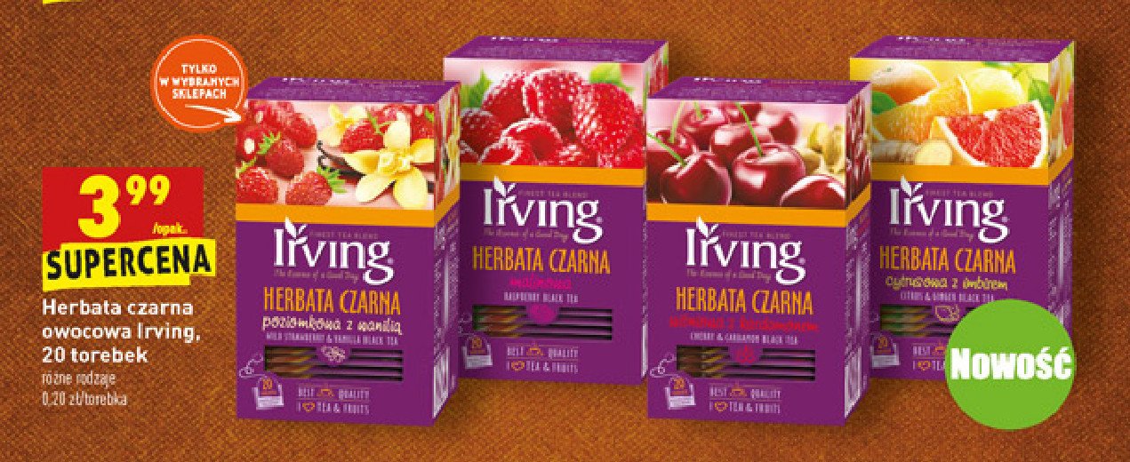 Herbata czarna poziomka z wanili膮 Irving promocja