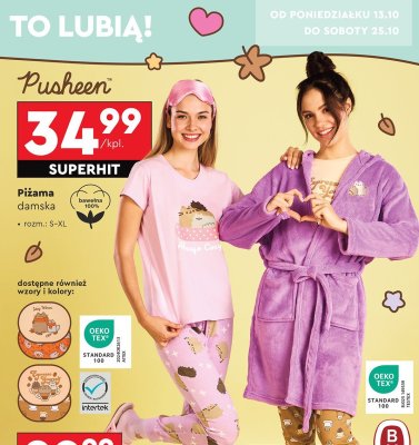 Pi偶ama damska pusheen s-xl promocja w Biedronka