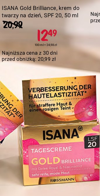 Krem do twarzy na dzień Isana gold brilliance promocja