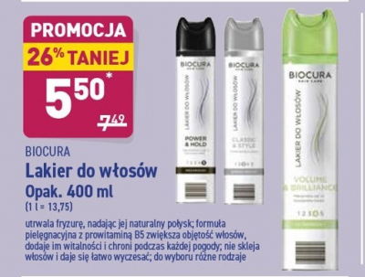 Lakier do włosów classic & style extra strong 3 Biocura promocja