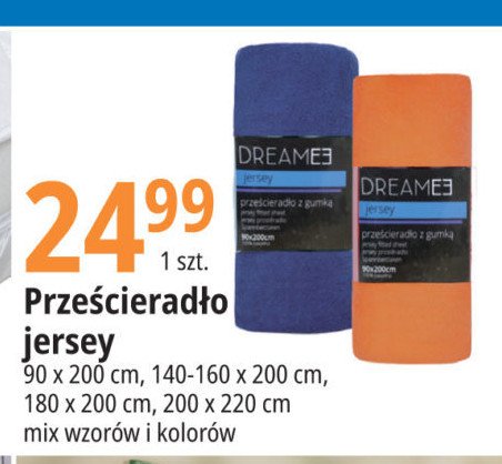 Prze艣cierad艂o jersey z gumk膮 160/180 x 200 cm Dream promocja