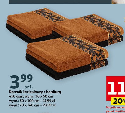 Ręcznik z bordiurą 30 x 50 cm promocja w Auchan