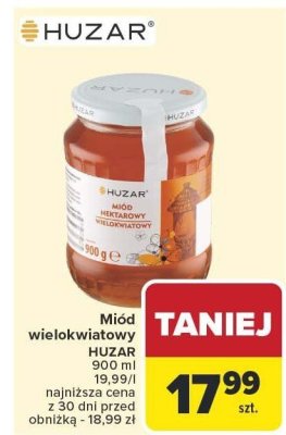 Miód wielokwiatowy Huzar promocja w Carrefour