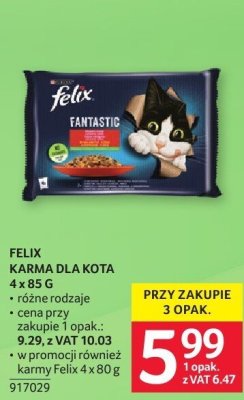 Karma dla kota Felix Fantastic 4 x 85 g różne rodzaje promocja w Selgros