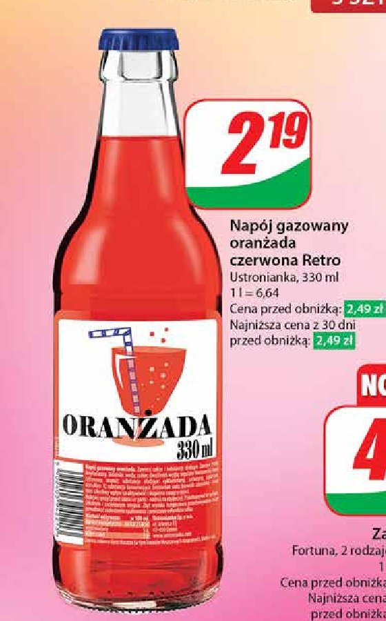 Oranżada czerwona retro Ustronianka promocja w Dino