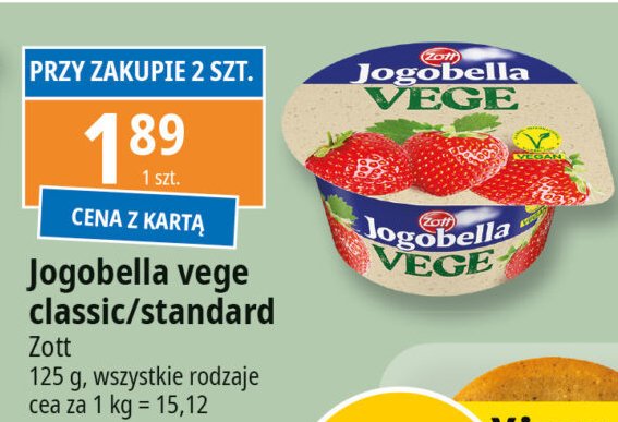 Jogurt truskawka Zott jogobella vege promocja w Leclerc