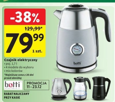 Czajnik elektryczny Botti 1,7l promocja w Intermarche
