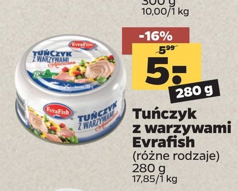 Tu艅czyk z warzywami americana Evrafish promocja