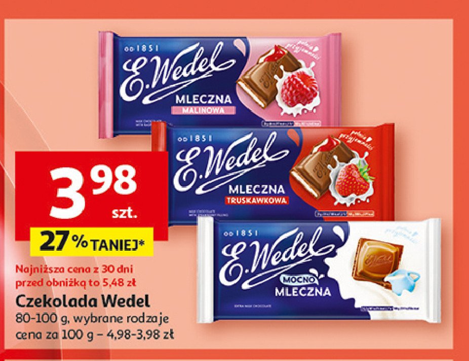 Czekolada mleczna malinowa E. wedel promocja