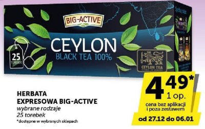 Herbata ekspresowa Big-Active Ceylon Black Tea promocja w Groszek