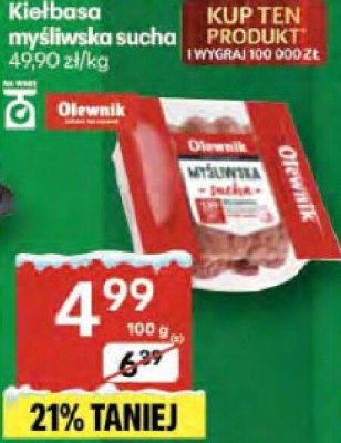 Kiełbasa myśliwska sucha różne rodzaje promocja w Delikatesy Centrum