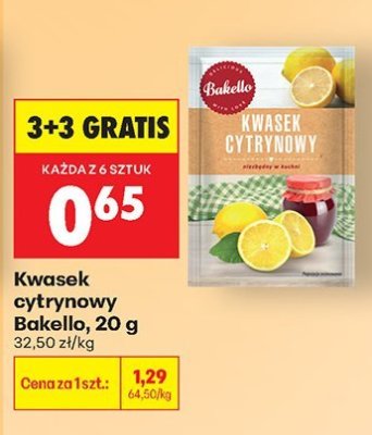 Kwasek cytrynowy Bakello, 20 g promocja w Biedronka