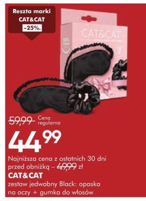 Zestaw jedwabny CAT&CAT Black: opaska i gumka do włosów promocja w Super-Pharm