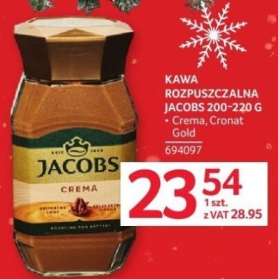 Kawa rozpuszczalna Jacobs Crema, Cronat Gold 220 g promocja w Selgros