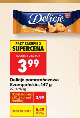 Ciastka Delicje pomarańczowe w czekoladzie, 147 g promocja w Biedronka