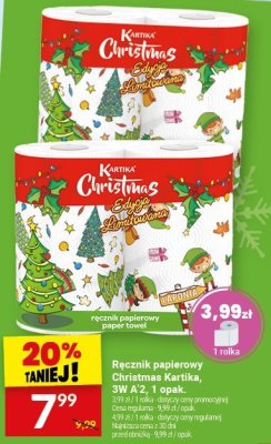 Ręcznik papierowy Christmas Kartika 3W A2 1 opak. promocja w Twój Market
